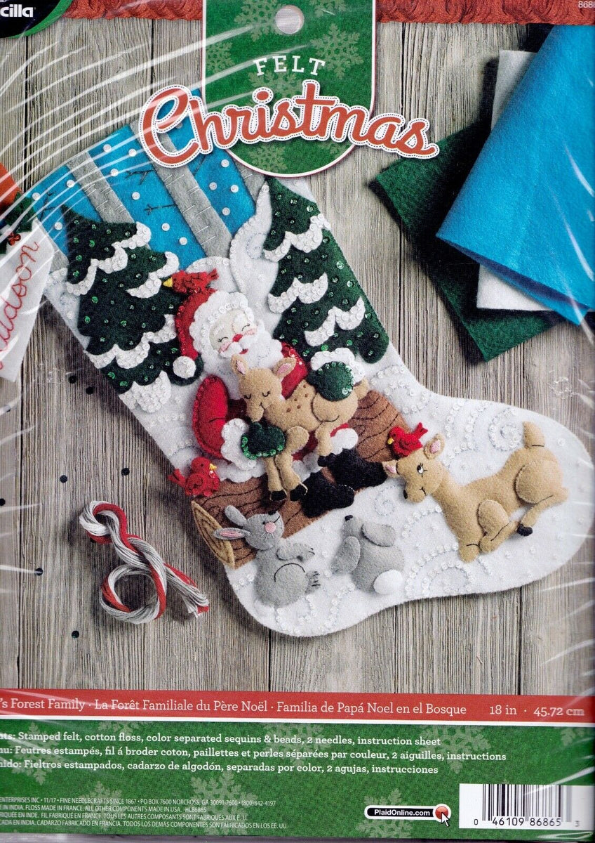 Bucilla Among the Animals 18 Felt Christmas Stocking Kit 84061 Santa, Deer  DIY 