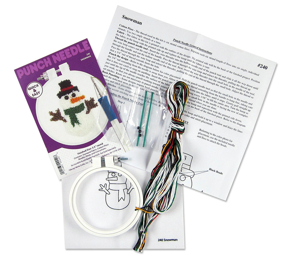 DIY Design Works Christmas Snowman Holiday Punch Needle Craft Kit 240 ...