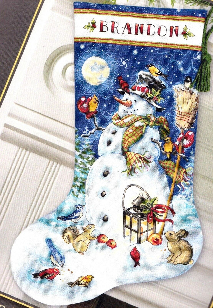 Donna Race Snowman Reindeer and Friends Gold Collection Counted Cross  Stitch Christmas Stocking Kit