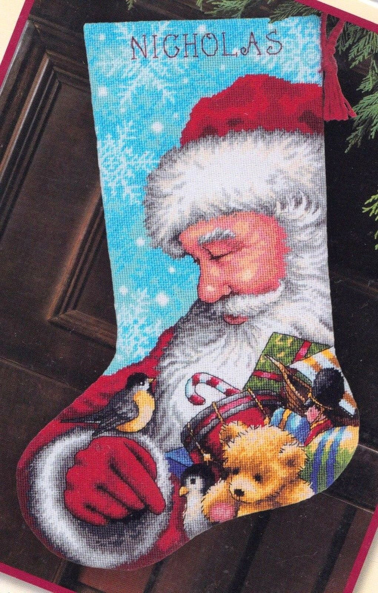 Rare Alexa Christmas Sampler Needlepoint Stocking Kit Bears Toys