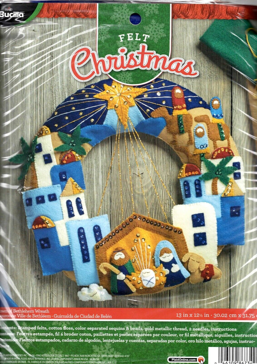 DIY Bucilla Town of Bethlehem Manger Nativity Christmas Wreath Felt Kit  86734