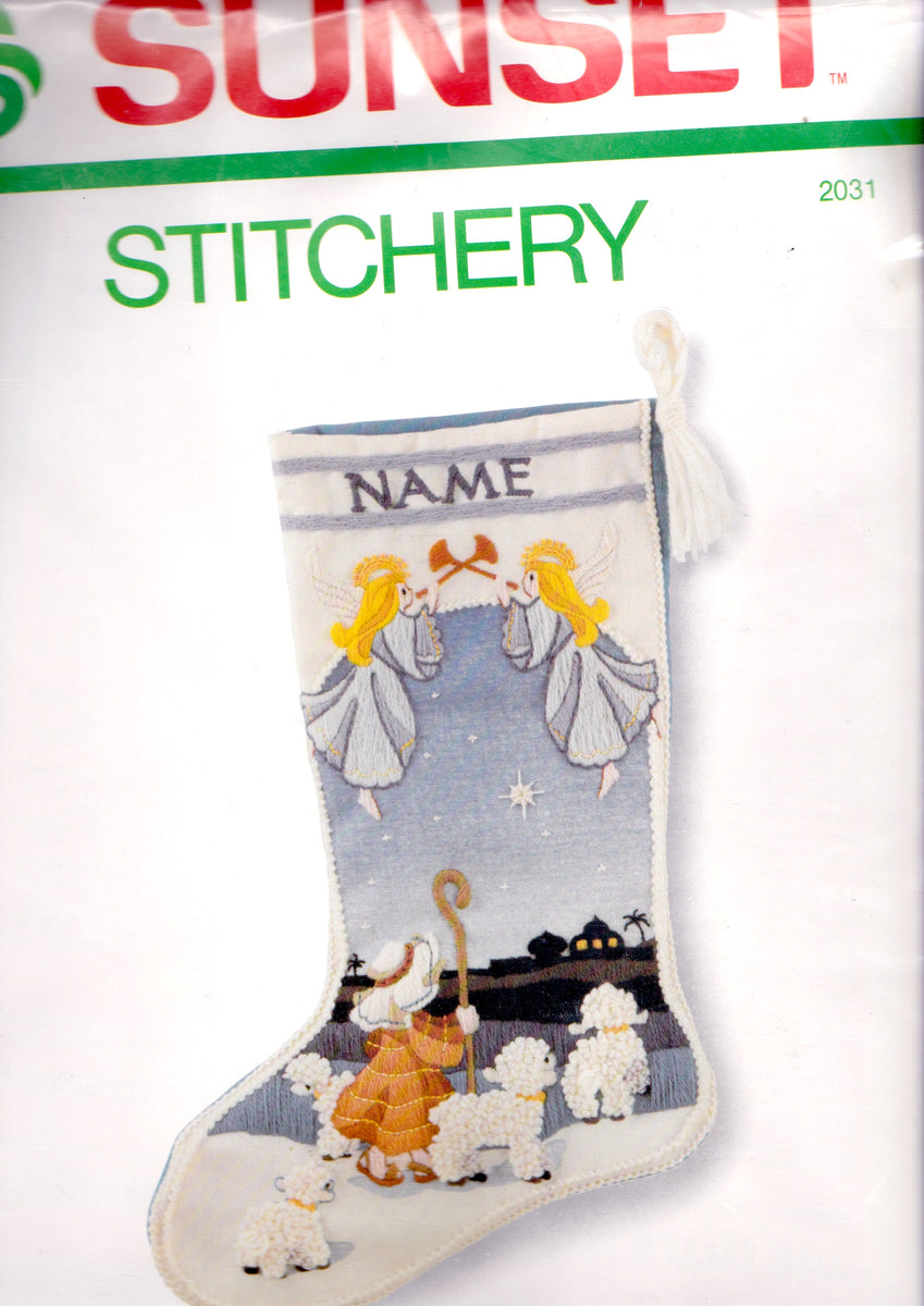 Herald Angel Needlepoint Stocking Kit by Liz of Tapestry Tent Contemporary  Stitchery Crafts