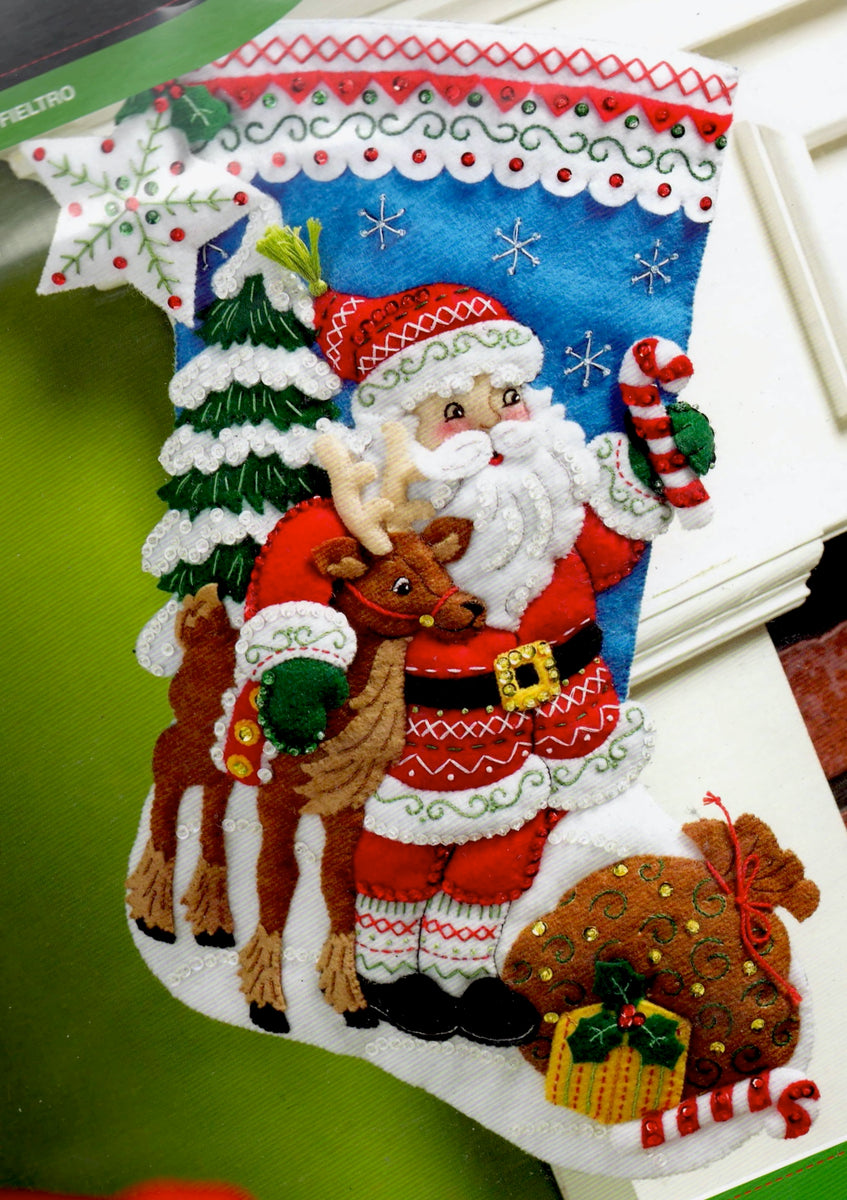 Christmas DIY ~ Beginner Friendly + Tutorial ~ Felt Applique Stocking by  Bucilla, Santa's Helper 