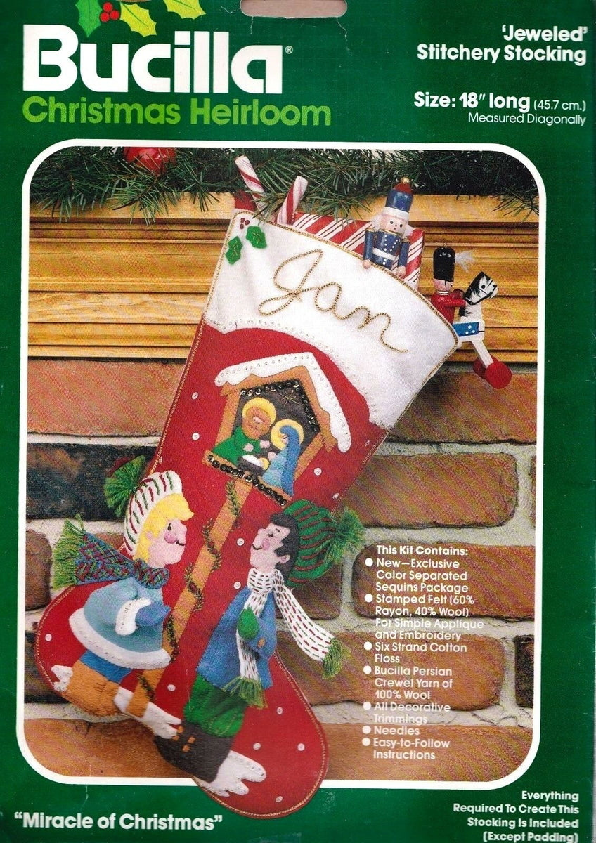 DIY offers Vintage Miracle of Christmas Nativity Manger Felt Stocking Kit Bucilla 48977