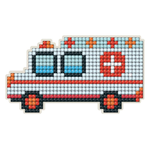 DIY Collection D'Art Ambulance Vehicle Kids Beginner Diamond Facet Art Magnet Kit