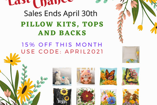 Last Chance! Use code APRIL2021 for 15% off Pillow Kits, Tops, Backs, and Kids Kits! Sale Ends Tonight!