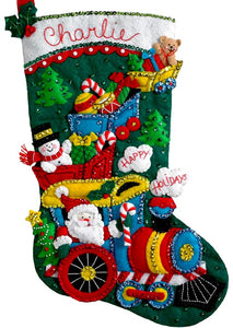 DMG DIY Bucilla Choo Choo Santa Train Christmas Felt Stocking Kit 86708