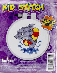 DIY Janlynn Dolphin Splash Kid Stitch Beginner Mini Stamped Cross Stitch Kit