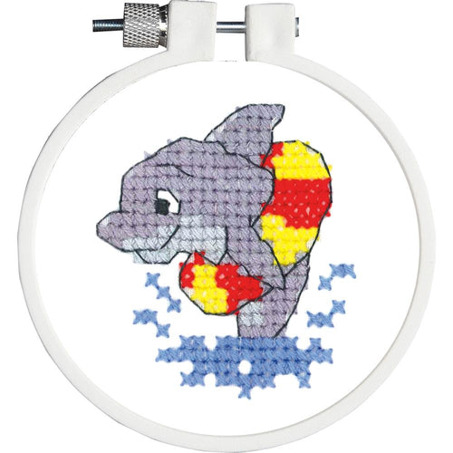 DIY Janlynn Dolphin Splash Kids Stitch Beginner Mini Stamped Cross Stitch Kit