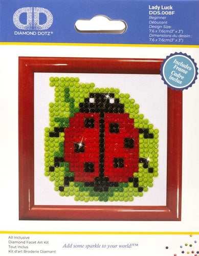 DIY Diamond Dotz Lady Luck Ladybug Kids Beginner Craft Kit w Frame