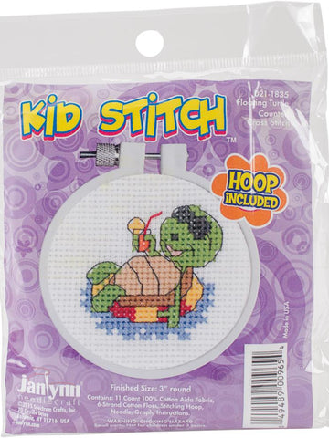 DIY Janlynn Floating Turtle Kids Stitch Beginner Mini Counted Cross Stitch Kit