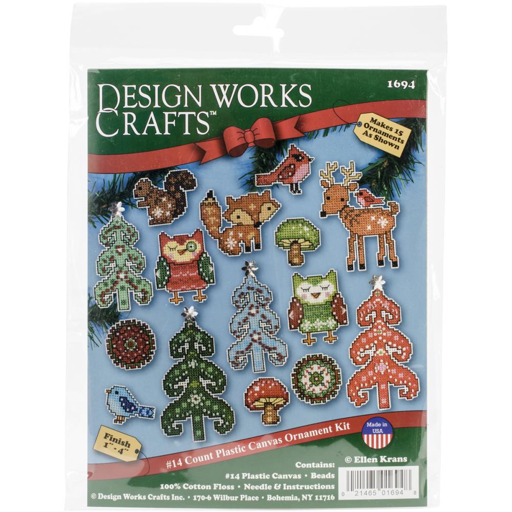 DIY Design Works Woodland Friends Mini Christmas Plastic Canvas Ornament Kit