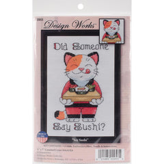 DIY Design Works Say Sushi Cat Counted Cross Stitch Kit 2953