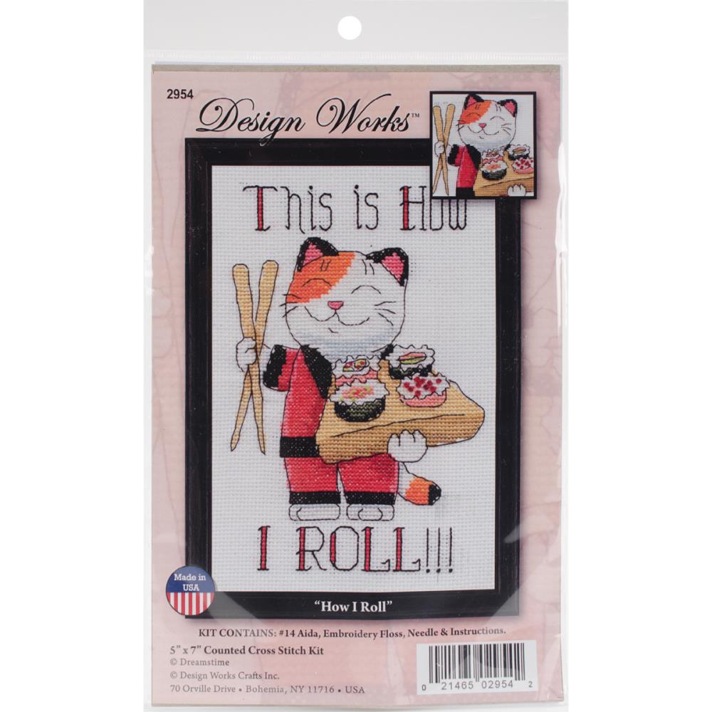 DIY Design Works How I Roll Cat Sushi Counted Cross Stitch Kit 2954