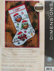 DIY Dimensions Holiday Hooties Owl Counted Cross Stitch Stocking Kit 08951