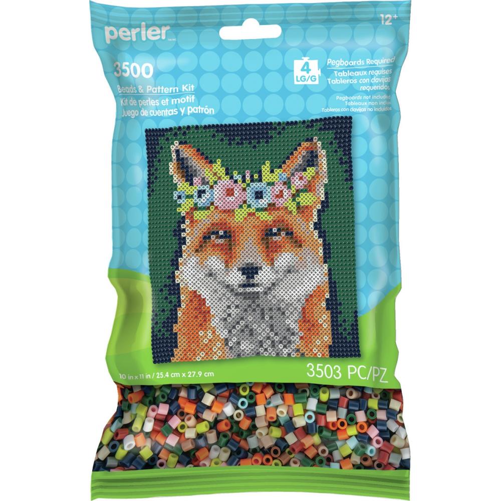 DIY Perler Flower Crown Fox Kids Fused Beads and Pattern Craft Kit