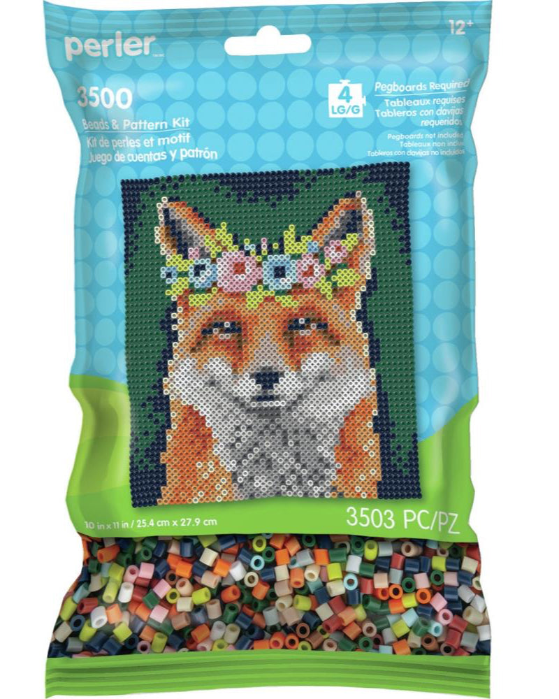 DIY Perler Flower Crown Fox Kids Fused Beads and Pattern Craft Kit