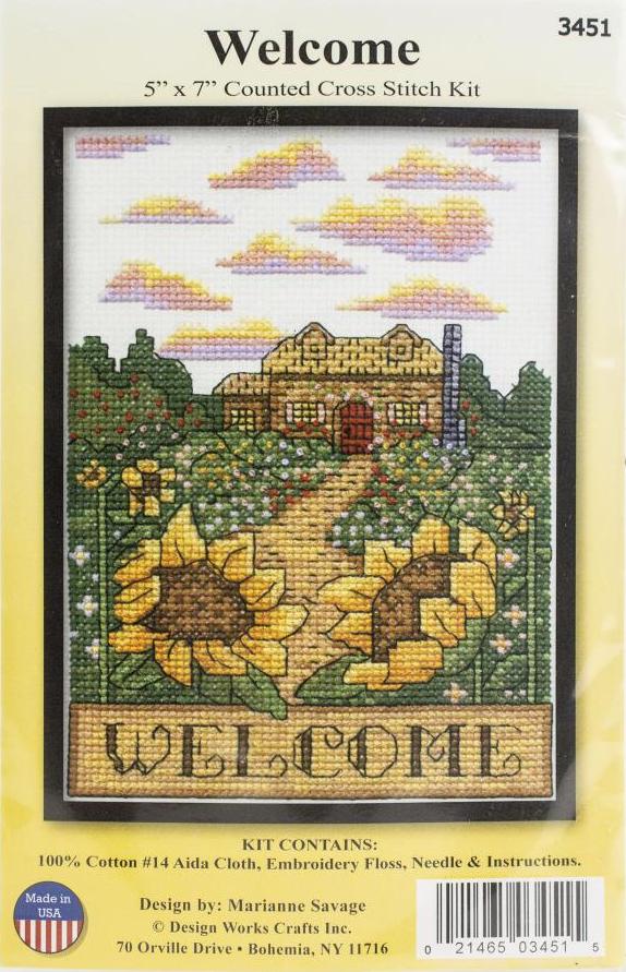 DIY Design Works Welcome Home Sunflowers Counted Cross Stitch Kit 5x7