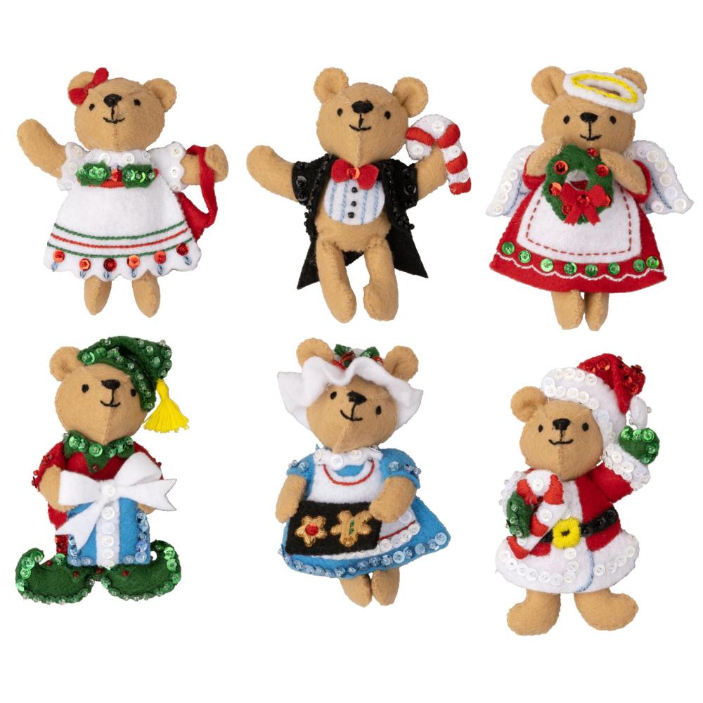 DIY Bucilla Teddy Bear Traditions Felt Ornament Kit 89646E