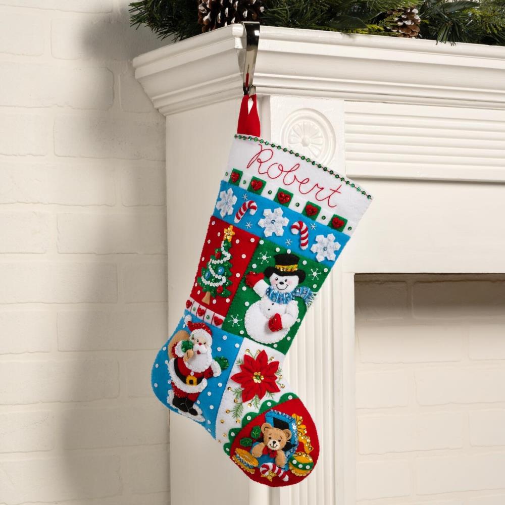 Bucilla Holiday Patchwork - Christmas Stocking - Felt Applique Kit 89604E -  123Stitch