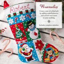 Load image into Gallery viewer, DIY Bucilla Holiday Patchwork Christmas Felt Stocking Kit 89604E