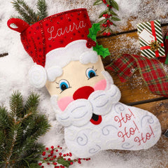 DIY Bucilla Cheerful Santa Face Christmas Felt Stocking Kit 89617E