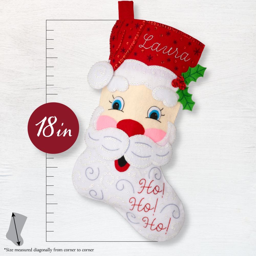 DIY Bucilla Cheerful Santa Face Christmas Felt Stocking Kit 89617E