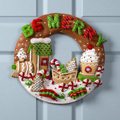 DIY Bucilla Gingerbread Express Train Christmas Felt Wreath Kit 89677E