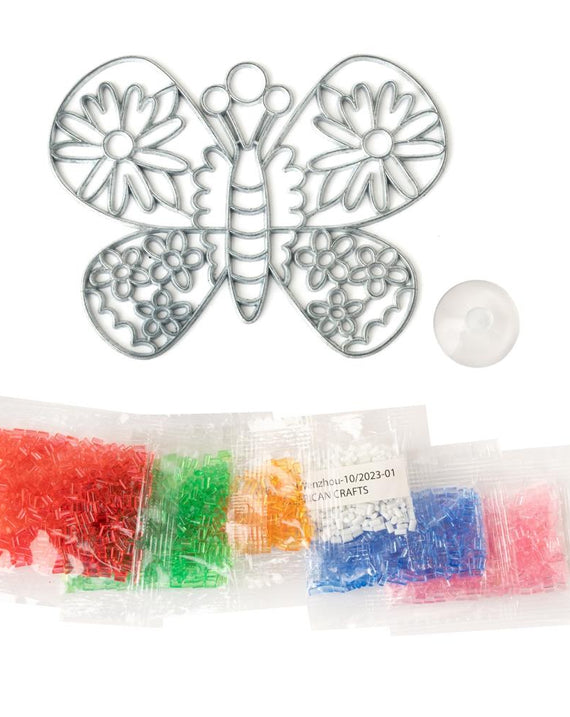 DIY Makit & Bakit Floral Butterfly Stained Glass Suncatcher Kit Kids Craft