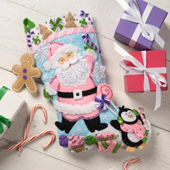 DIY Bucilla Lollipop Santa Pastel Christmas Felt Stocking Kit 89705E