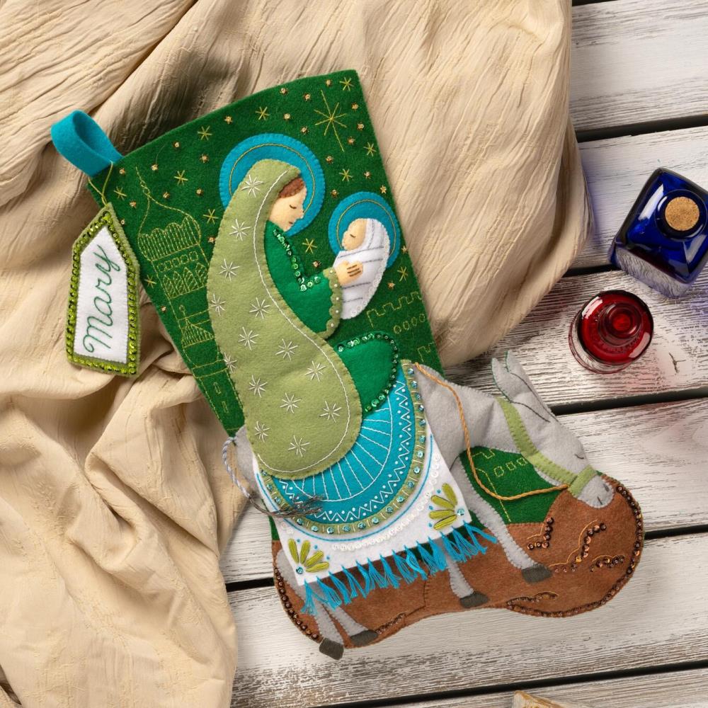 DIY Bucilla Holy Journey Nativity Christmas Felt Stocking Kit 89710E