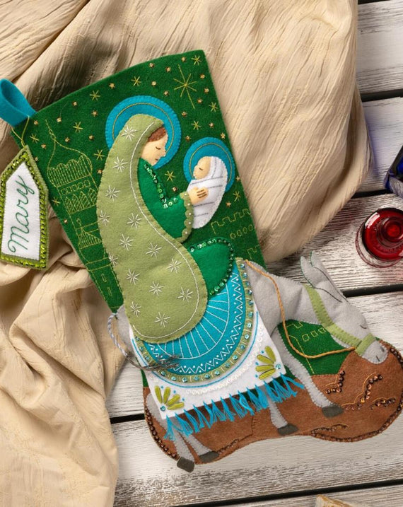 DIY Bucilla Holy Journey Nativity Christmas Felt Stocking Kit 89710E