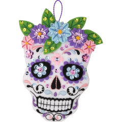 DIY Bucilla Floral Sugar Skulls Halloween Felt Ornament Kit