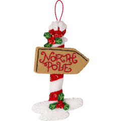 DIY Bucilla North Pole This Way Santa Christmas Felt Ornament Kit