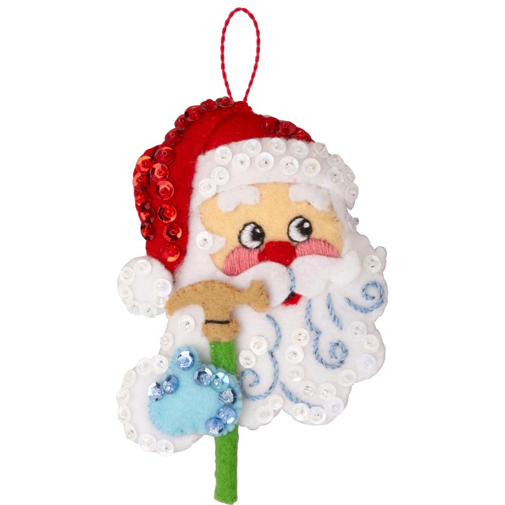 DIY Bucilla North Pole This Way Santa Christmas Felt Ornament Kit