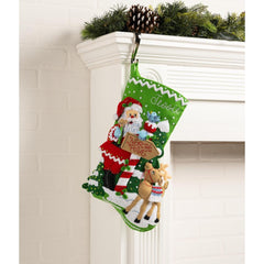 DIY Bucilla North Pole This Way Santa Christmas Felt Stocking Kit