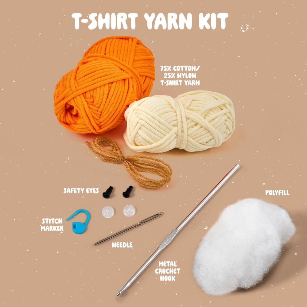 DIY Bucilla Tommy the Fox Intermediate Crochet Kit T-shirt Yarn