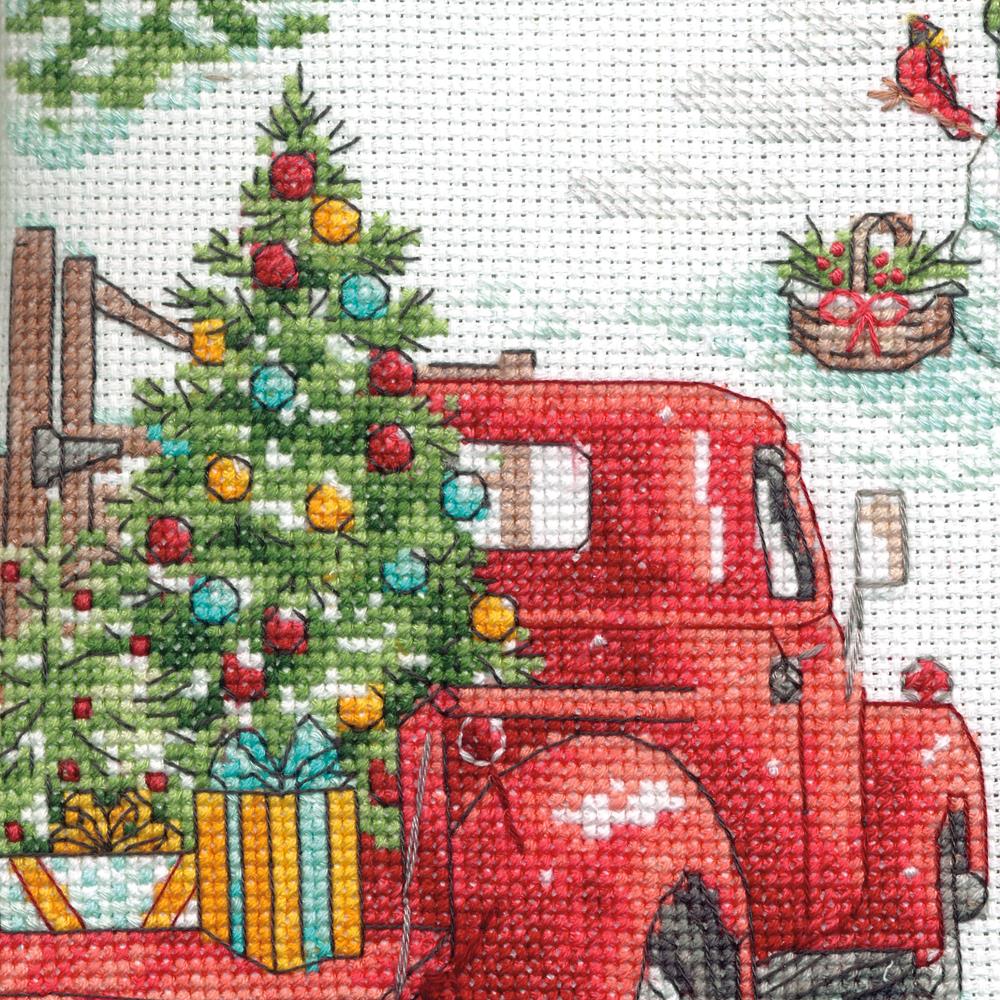 DIY Dimensions Holiday Farm Truck Christmas Counted Cross Stitch Stocking Kit