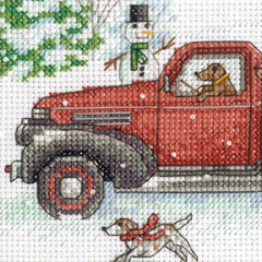 DIY Dimensions Joy Ride Dog Truck Christmas Counted Cross Stitch Kit 09622