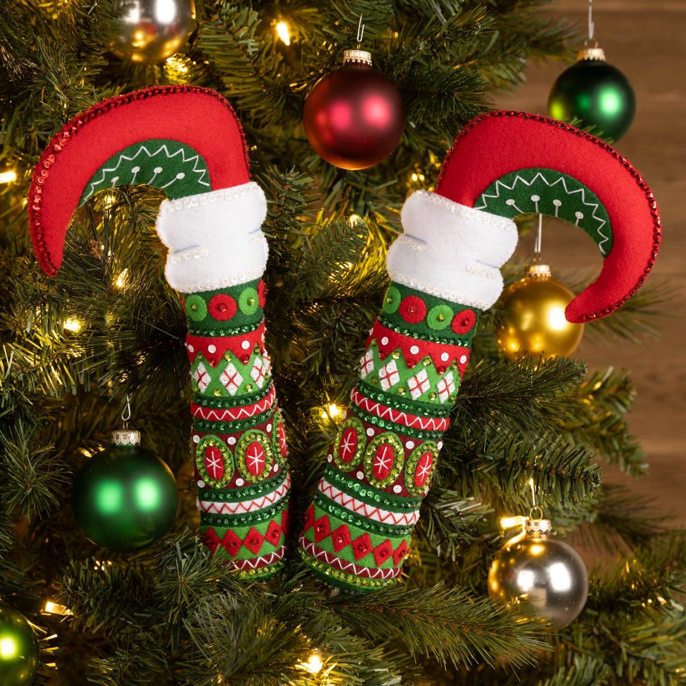DIY Bucilla Elf Legs Felt Christmas Tree Pokes Ornament Kit 89776