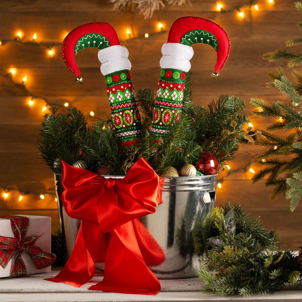 DIY Bucilla Elf Legs Felt Christmas Tree Pokes Ornament Kit 89776