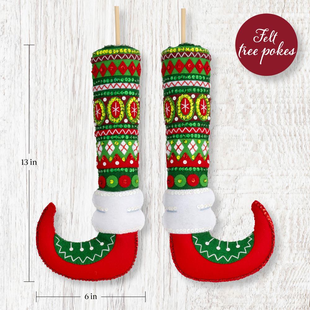 DIY Bucilla Elf Legs Felt Christmas Tree Pokes Ornament Kit 89776