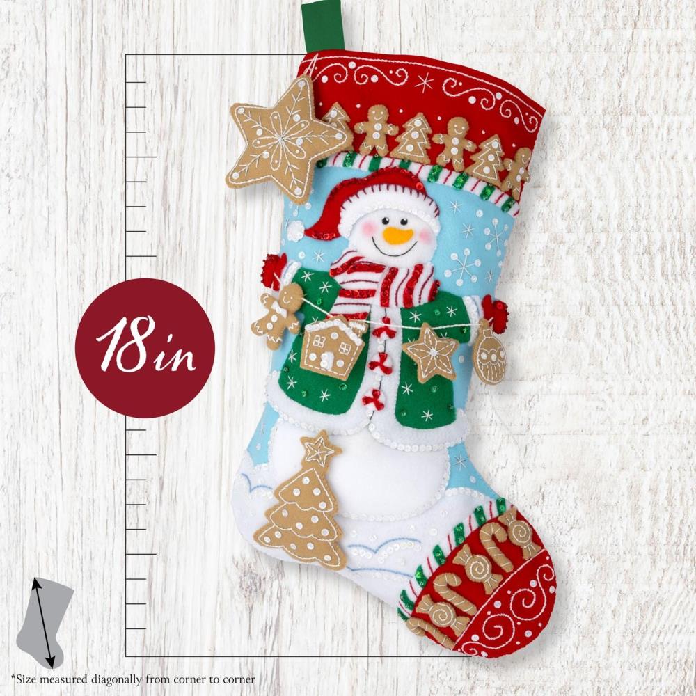 DIY Bucilla Jolly Gingerbread Snowman Christmas Felt Stocking Kit 89782