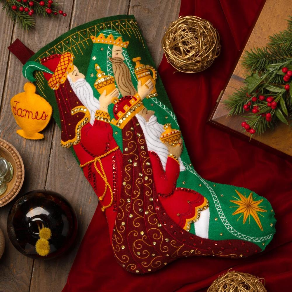 DIY Bucilla Treasure of Kings Wise Men Christmas Felt Stocking Kit 89787