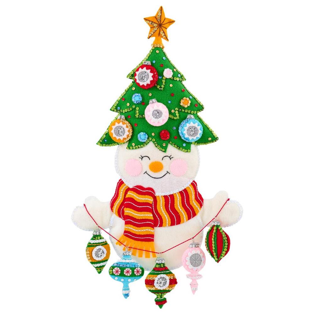 DIY Bucilla Treetop Snowman Ornaments Christmas Felt Wall Hanging Kit
