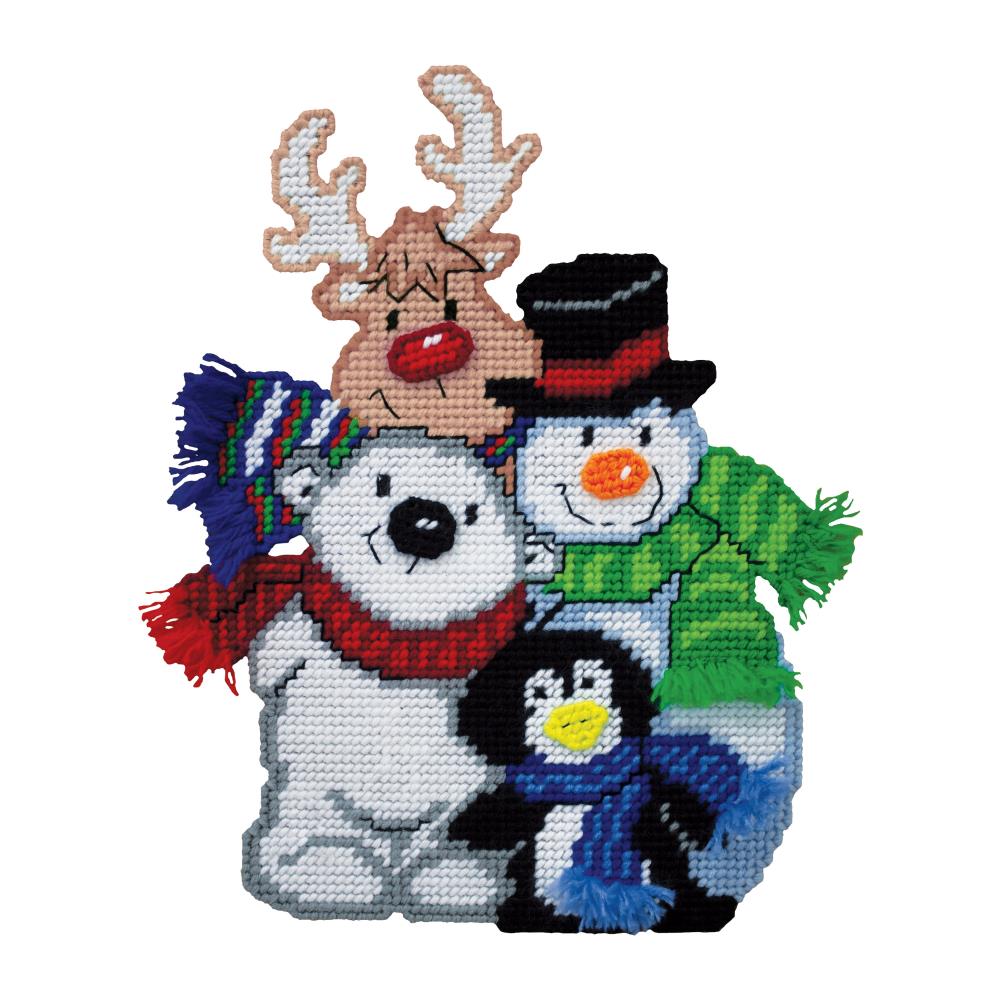 DIY Design Works Winter Pals Penguin Bear Christmas Plastic Canvas Kit