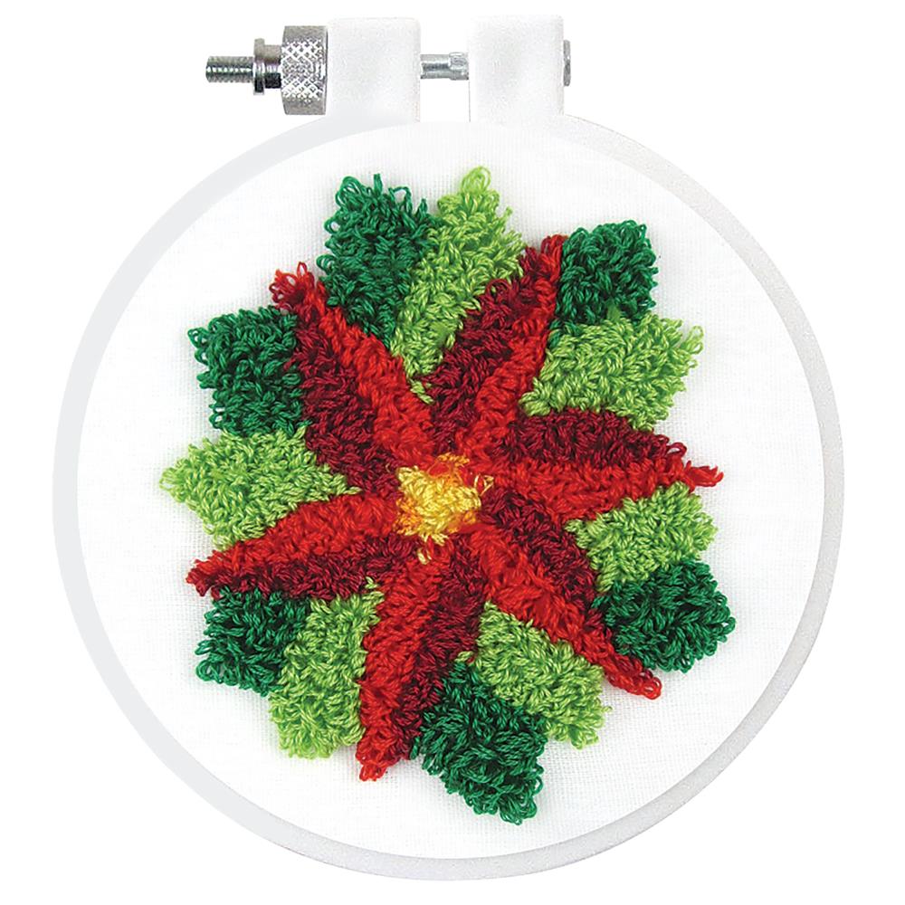 DIY Design Works Poinsettia Christmas Punch Needle Craft Kit