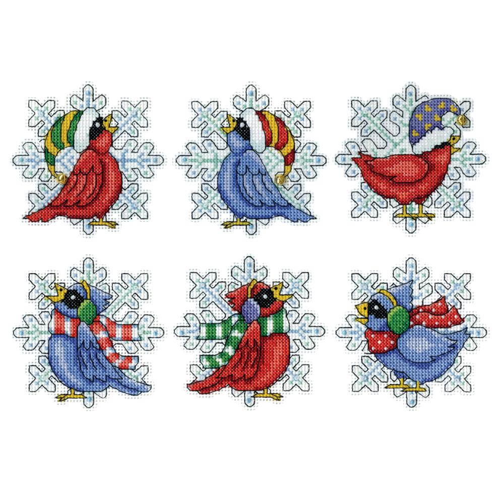DIY Design Works Snow Birds Christmas Plastic Canvas Ornament Kit
