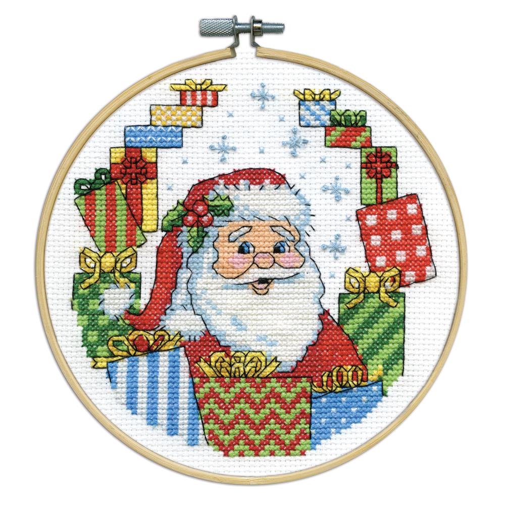 DIY Design Works Santa with Presents Counted Cross Stitch Hoop Kit
