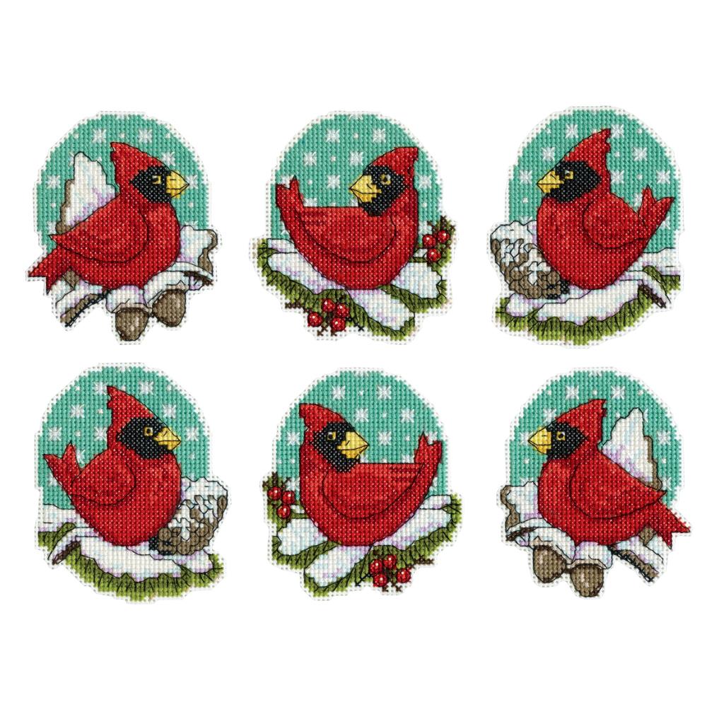 DIY Design Works Cardinals Christmas Plastic Canvas Ornament Kit